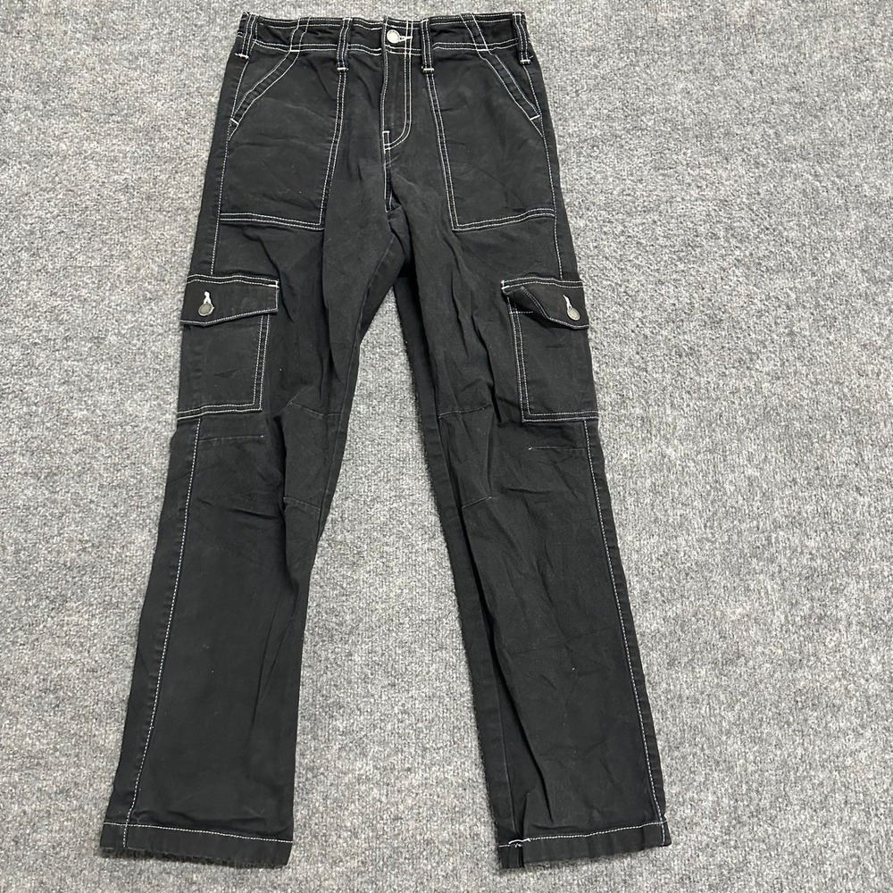 Dickies Pants Womens Size 26R Black Contrast Stitch Utility Cargo Stretch Work